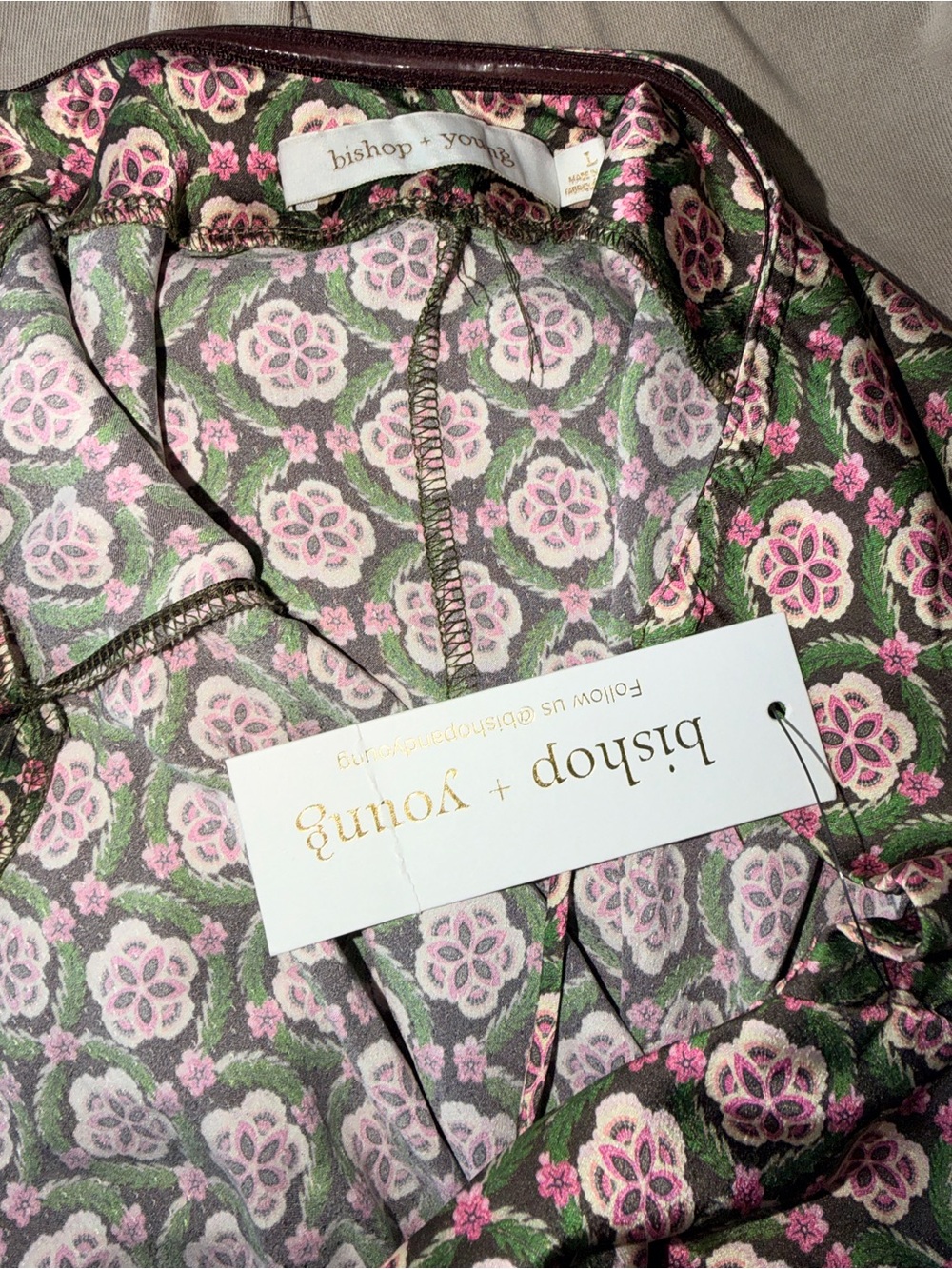 bishop + young Olive and Pink Floral Slip Dress - Picture 7 of 7